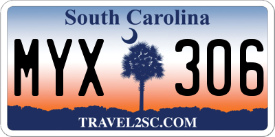 SC license plate MYX306