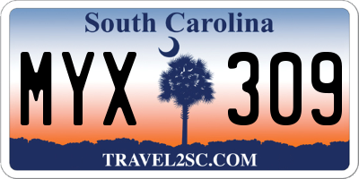 SC license plate MYX309