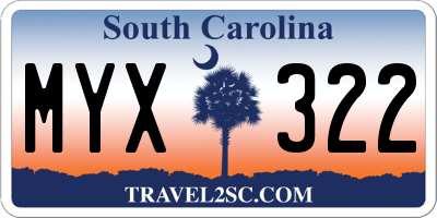 SC license plate MYX322