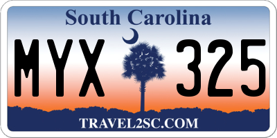 SC license plate MYX325