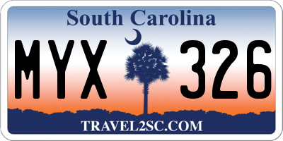 SC license plate MYX326