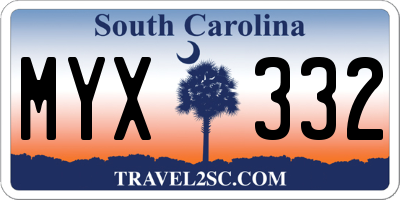 SC license plate MYX332