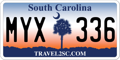 SC license plate MYX336