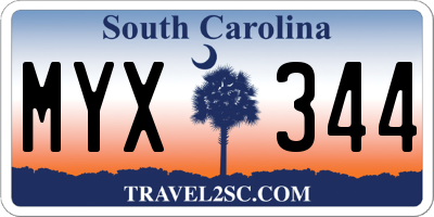 SC license plate MYX344