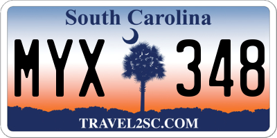 SC license plate MYX348
