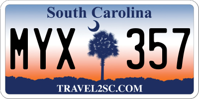 SC license plate MYX357