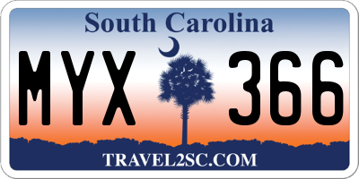 SC license plate MYX366