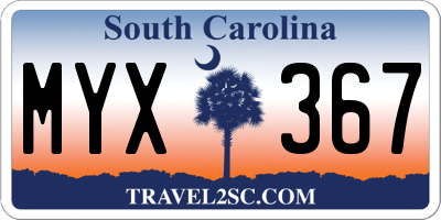 SC license plate MYX367