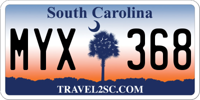 SC license plate MYX368