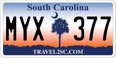 SC license plate MYX377