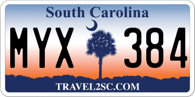 SC license plate MYX384