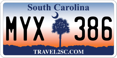 SC license plate MYX386