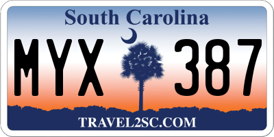 SC license plate MYX387