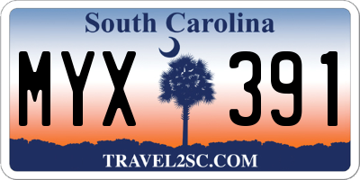 SC license plate MYX391