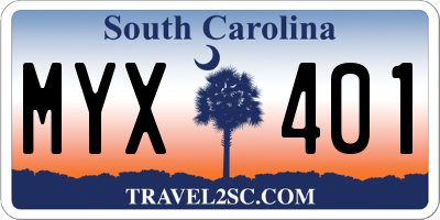 SC license plate MYX401
