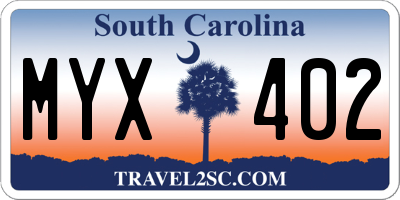 SC license plate MYX402