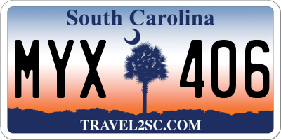 SC license plate MYX406