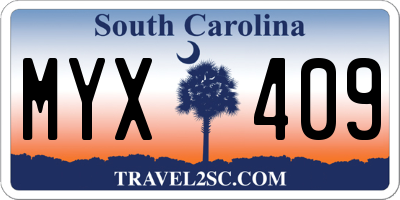 SC license plate MYX409
