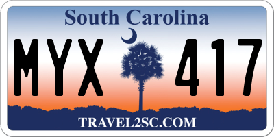 SC license plate MYX417