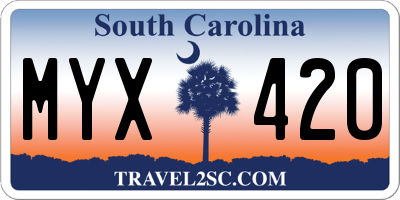 SC license plate MYX420