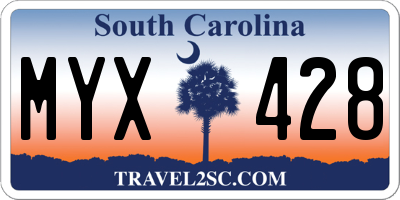SC license plate MYX428