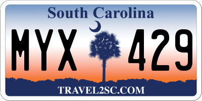 SC license plate MYX429