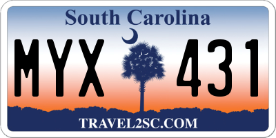 SC license plate MYX431