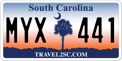 SC license plate MYX441