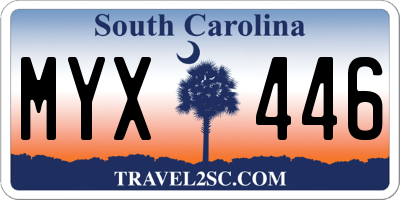 SC license plate MYX446