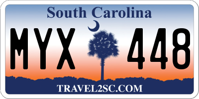 SC license plate MYX448