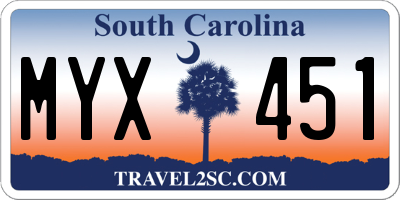 SC license plate MYX451