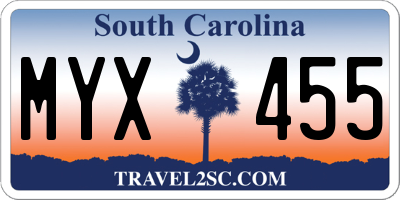 SC license plate MYX455