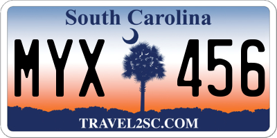 SC license plate MYX456