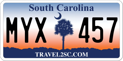 SC license plate MYX457