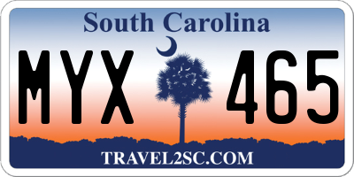 SC license plate MYX465