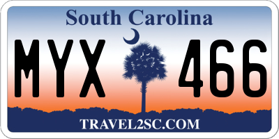 SC license plate MYX466