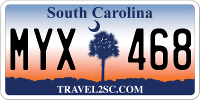 SC license plate MYX468