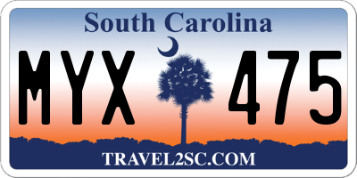 SC license plate MYX475