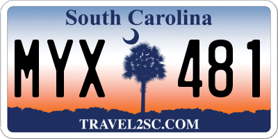 SC license plate MYX481