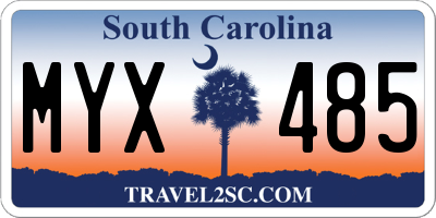 SC license plate MYX485