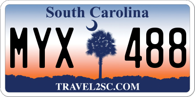 SC license plate MYX488