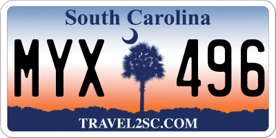SC license plate MYX496