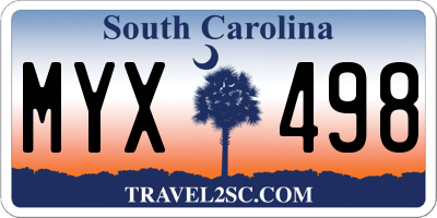 SC license plate MYX498