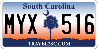 SC license plate MYX516