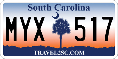 SC license plate MYX517