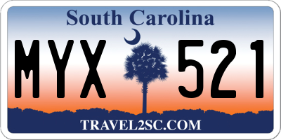 SC license plate MYX521
