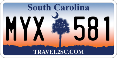SC license plate MYX581