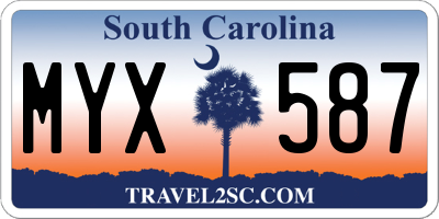 SC license plate MYX587