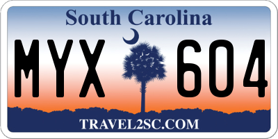 SC license plate MYX604