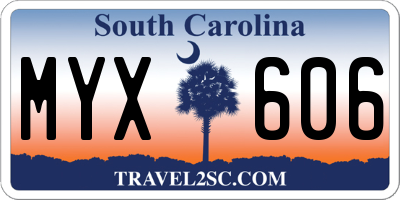 SC license plate MYX606